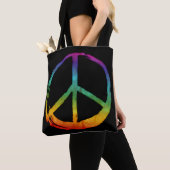 Symbool PEACE — 60s Psychedelic Hippie Stropdas-Dy Tote Bag (Dichtbij)