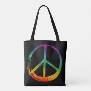 Symbool PEACE — 60s Psychedelic Hippie Stropdas- Tote Bag