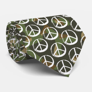 Symbool PEACE - Camouflage tegen de oorlog in Khak Stropdas