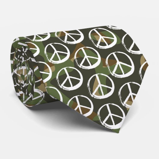 Symbool PEACE - Camouflage tegen de oorlog in Khak Stropdas (Opgerold)