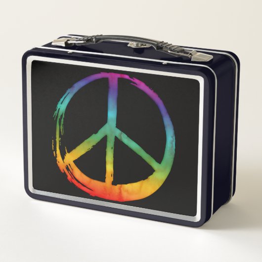 Symbool PEACE — Stropdas van Hippie Waterverf-kleu (Achterkant)