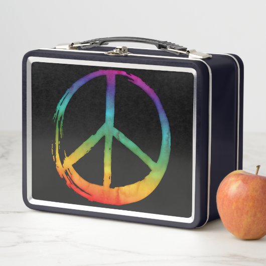 Symbool PEACE — Stropdas van Hippie Waterverf-kleu (In situ)