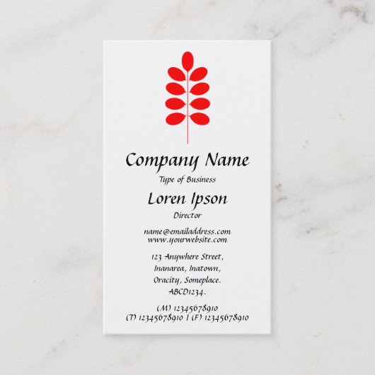 Symbool plant - Rood op wit Visitekaartje (Voorkant)
