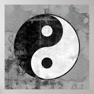Symbool-Poster met verdringing Yin Yang Poster
