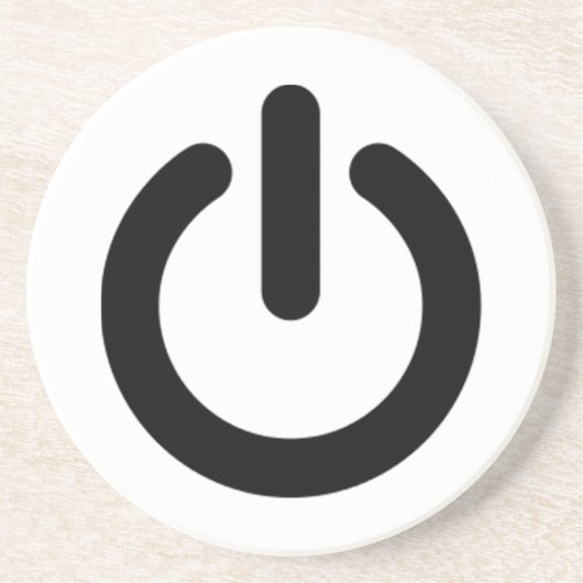 Symbool Power Button Zandsteen Onderzetter (Voorkant)