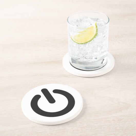 Symbool Power Button Zandsteen Onderzetter (Zijkant)