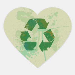 Symbool recyclen hart sticker