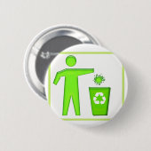 Symbool recyclen ronde button 5,7 cm (Voorkant /achterkant)