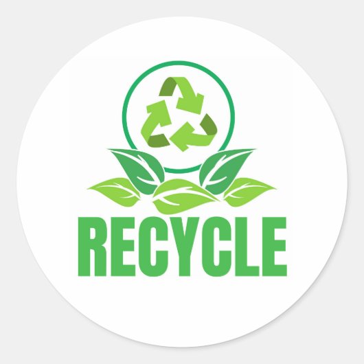 Symbool recyclen ronde sticker (Voorkant)