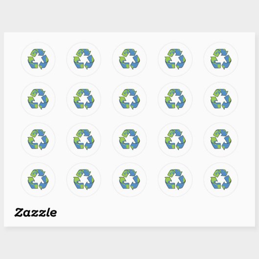 Symbool recyclen ronde sticker (Vel)
