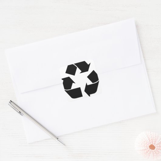 Symbool recyclen vierkante sticker (Envelop)