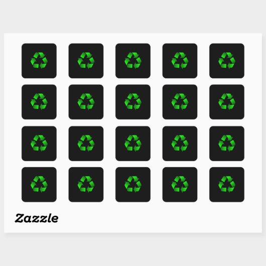 Symbool recyclen vierkante sticker (Vel)
