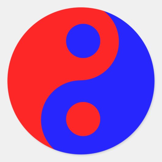 Symbool Red and Blue Yin Yang Ronde Sticker (Voorkant)