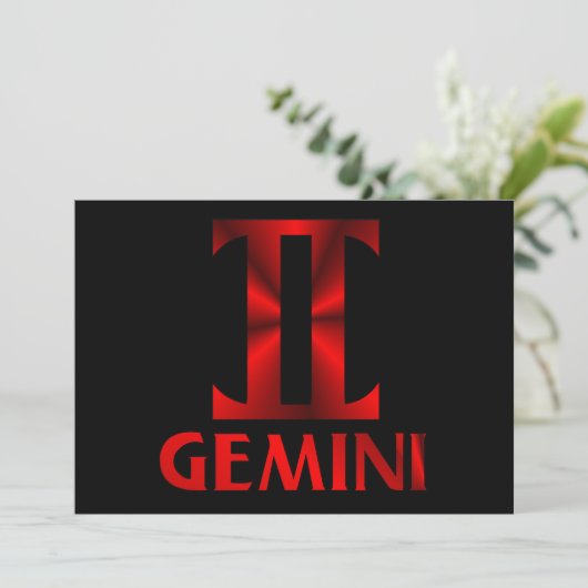 Symbool Red Gemini Horoscope Kaart (Staand voorkant)