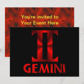 Symbool Red Gemini Horoscope Kaart (Voorkant / Achterkant)