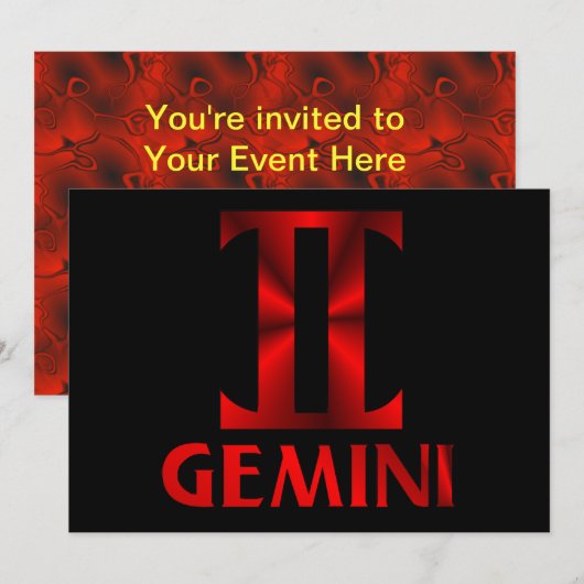 Symbool Red Gemini Horoscope Kaart (Voorkant / Achterkant)