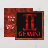 Symbool Red Gemini Horoscope Kaart (Voorkant / Achterkant)