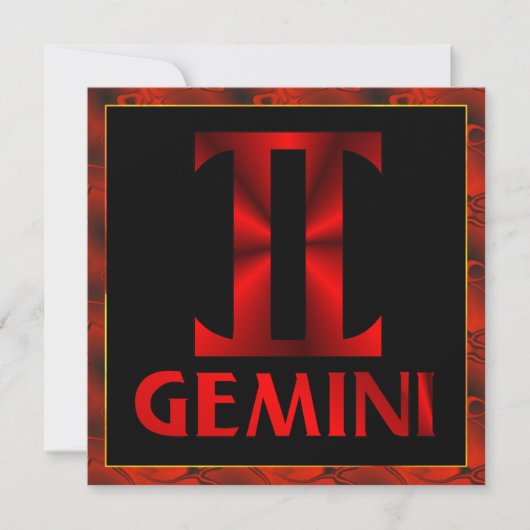 Symbool Red Gemini Horoscope Kaart (Voorkant)