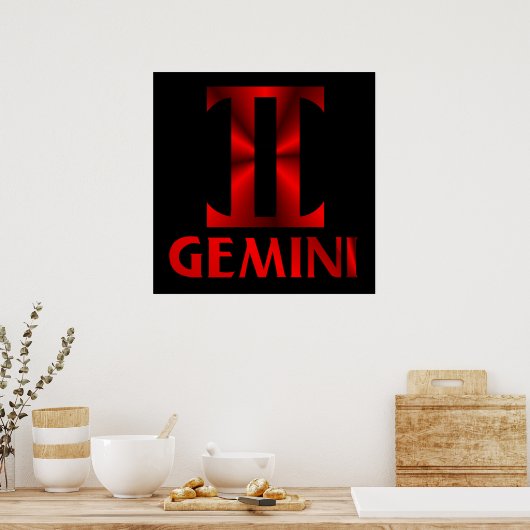 Symbool Red Gemini Horoscope Poster (Keuken)