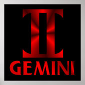 Symbool Red Gemini Horoscope Poster (Voorkant)