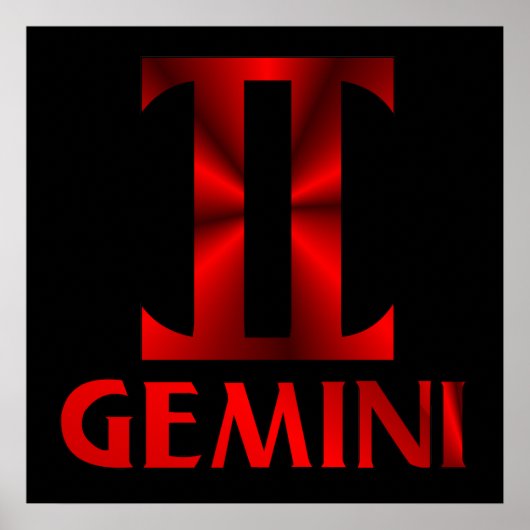 Symbool Red Gemini Horoscope Poster (Voorkant)