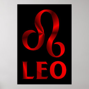 Symbool Red Leo Horoscope Poster