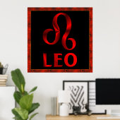Symbool Red Leo Horoscope Poster (Thuiskantoor)