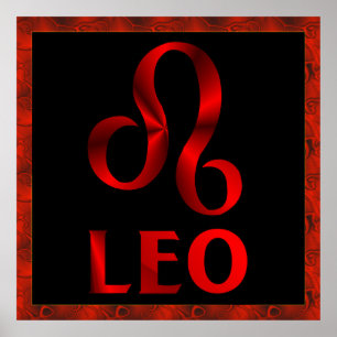 Symbool Red Leo Horoscope Poster