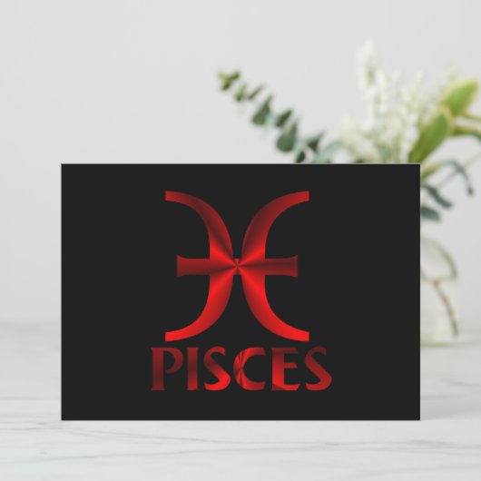Symbool Red Pisces Horoscope Kaart (Staand voorkant)