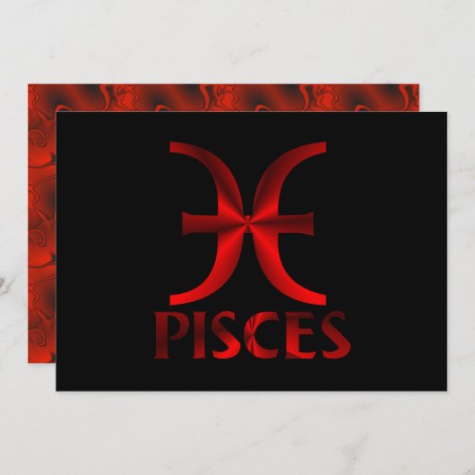 Symbool Red Pisces Horoscope Kaart (Voorkant / Achterkant)