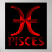 Symbool Red Pisces Horoscope Poster (Voorkant)