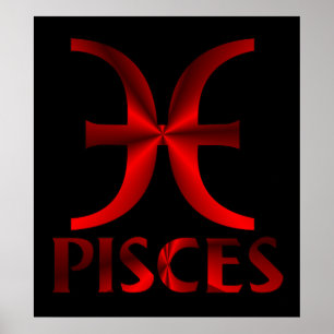 Symbool Red Pisces Horoscope Poster