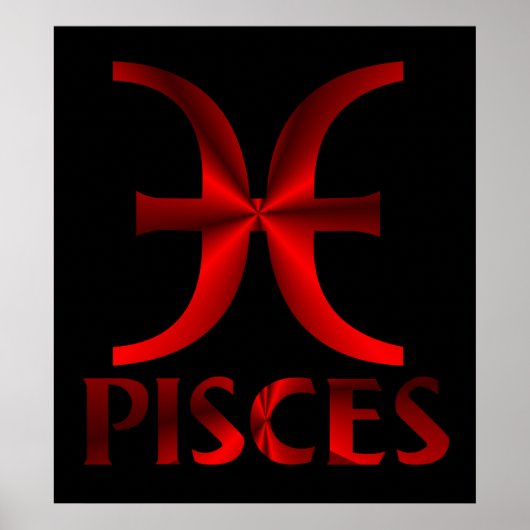 Symbool Red Pisces Horoscope Poster (Voorkant)