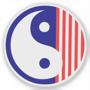 Symbool Red White en Blue Yin Yang Sticker