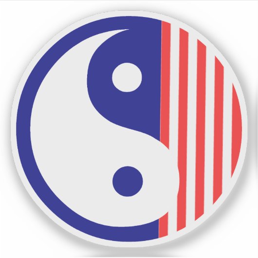 Symbool Red White en Blue Yin Yang Sticker (Voorkant)