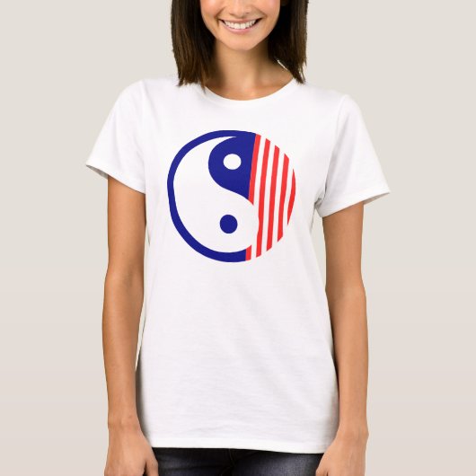 Symbool Red White en Blue Yin Yang T-shirt (Voorkant)