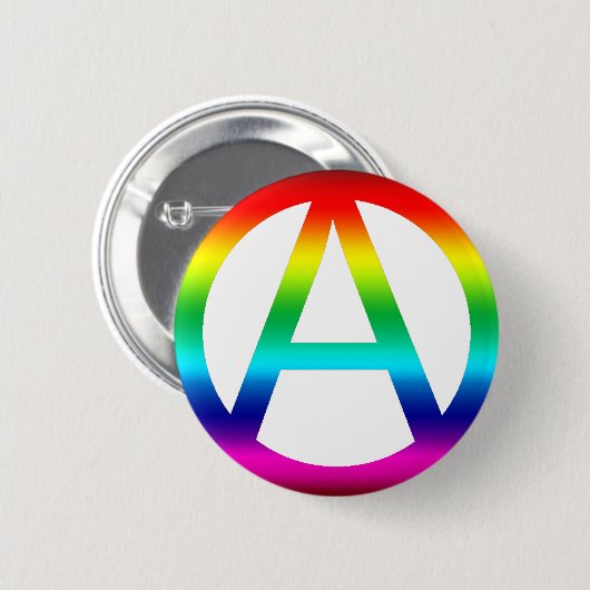 Symbool regenbooganarchie ronde button 5,7 cm (Voorkant /achterkant)