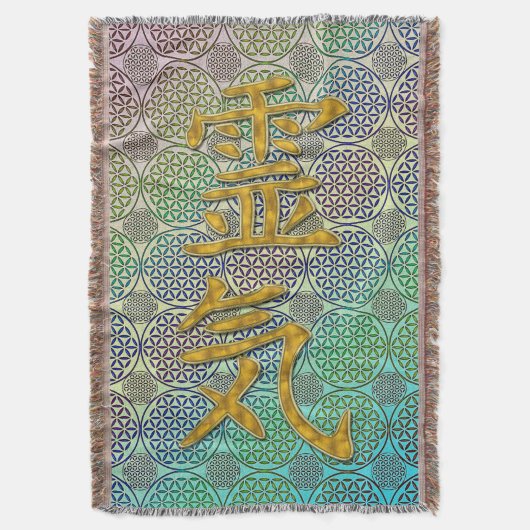 Symbool REIKI gold + levenspatroon Deken (Voorkant Verticaal)