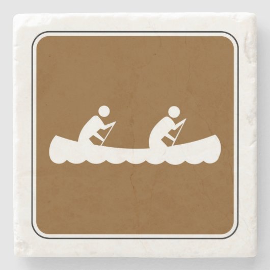Symbool rolteken kanoe stenen onderzetter (Voorkant)
