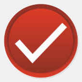 Symbool rood vinkje ronde sticker (Voorkant)