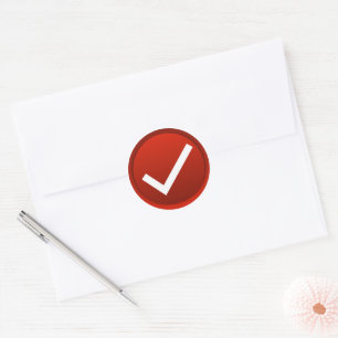 Symbool rood vinkje ronde sticker