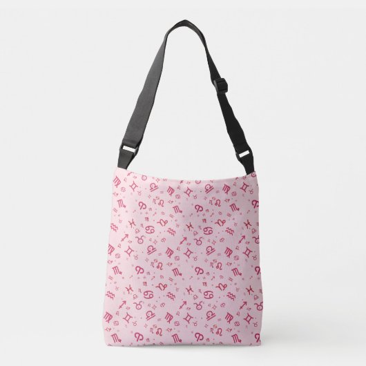 Symbool roze asstrologie dierentuin crossbody tas (Voorkant)