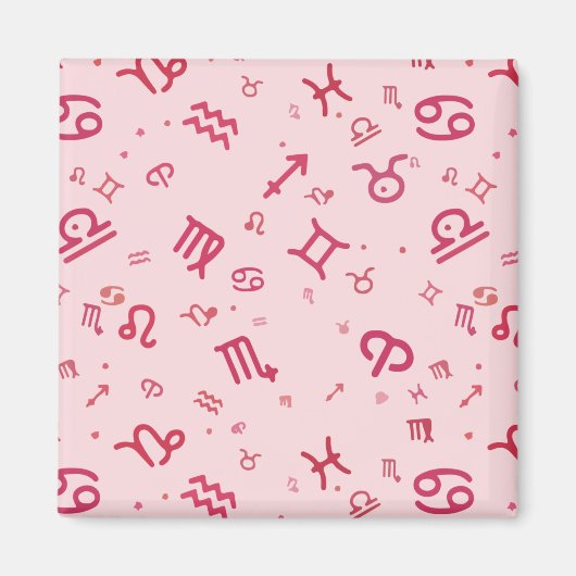 Symbool roze asstrologie dierentuin magneet (Voorkant)