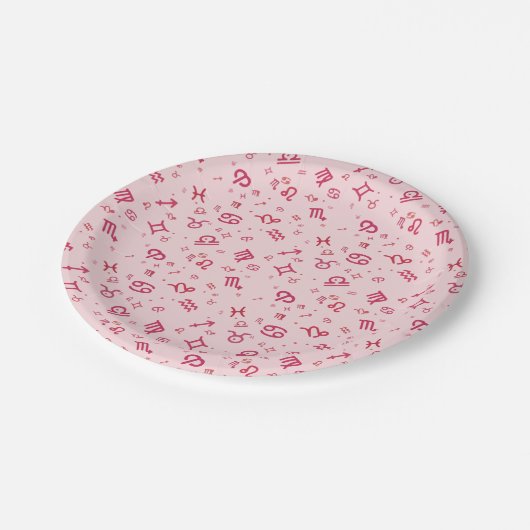 Symbool roze asstrologie dierentuin papieren bordje (Gekanteld)