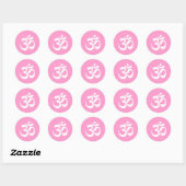 Symbool Roze en Witte Om Ronde Sticker (Vel)
