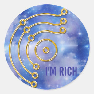 Symbool RUNA/GOLD, IK BEN RIJK hemel Ronde Sticker