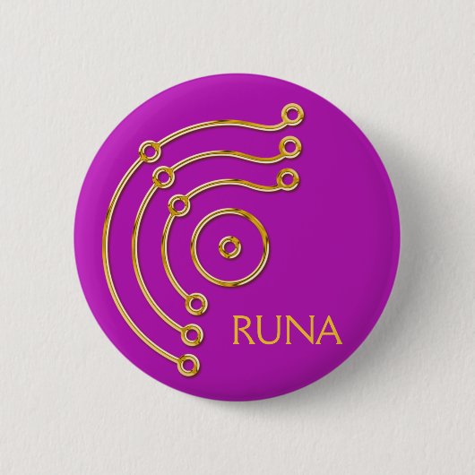 Symbool RUNA/GOLD, RUNA magenta Ronde Button 5,7 Cm (Voorkant)