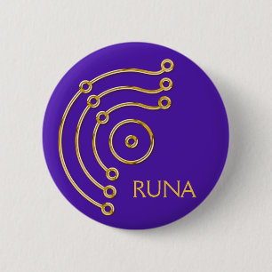 Symbool RUNA/GOLD, RUNA violet Ronde Button 5,7 Cm