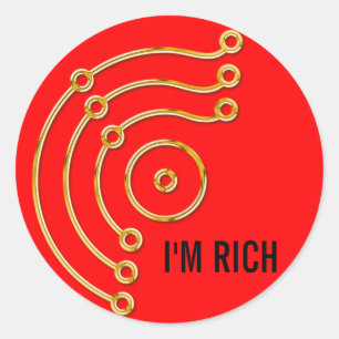 Symbool RUNA/GOUD, ben ik RIJK rood licht Ronde Sticker