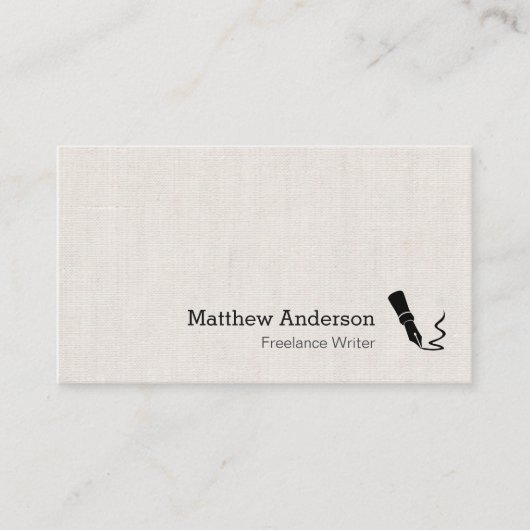 Symbool schrijfpen - Eenvoudige elegante linenblik Visitekaartje (Voorkant)